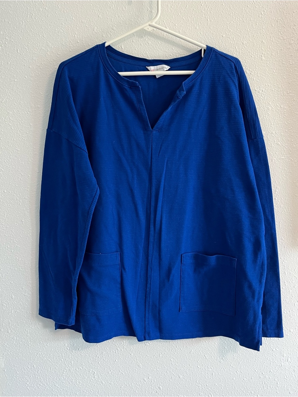 Liz Claiborne Cobalt Blue Top with Front Pockets Size XL